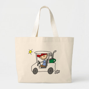 Golfer in Golf Cart Large Tote Bag