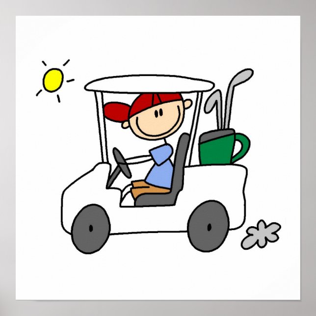 Golfer in Golf Cart Poster (Front)