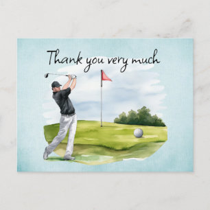 Golfer in the golf course postcard