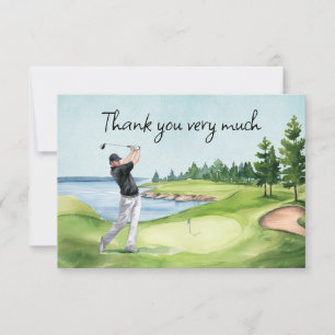Golfer in the golf course thank you card