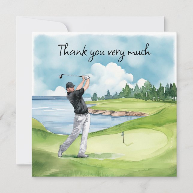 Golfer in the golf course  thank you card (Front)