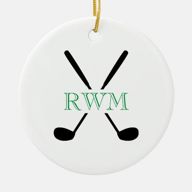 Golfer INITIALS Clubs Course Game Timeless Golfing Ceramic Ornament (Front)