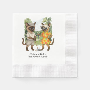 Golfer is on golf course for cat lovers napkin