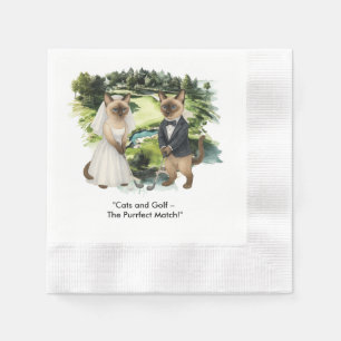 Golfer is on golf course for cat lovers napkin