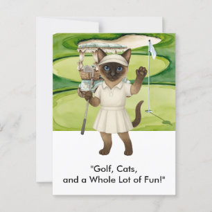 Golfer is on putting green for Siamese Cat lovers Postcard