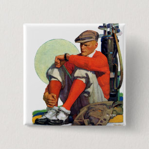 Golfer Kept Waiting 2 Inch Square Button