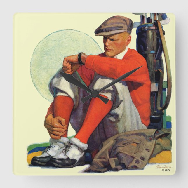 Golfer Kept Waiting Square Wall Clock (Front)