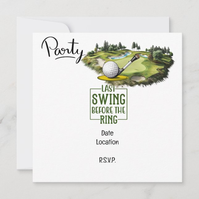 Golfer last swing before the ring Bachelor Party  Save The Date (Front)