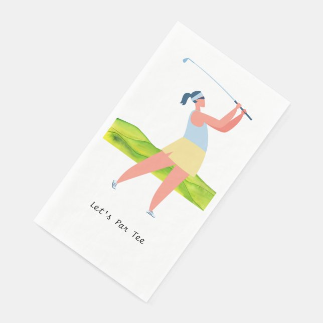 Golfer Let's Par Tee for Party     Paper Guest Tow Napkin (Corner)