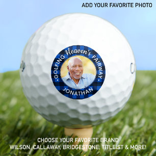 Golfer Memorial Blue Plaid Personalized Photo Golf Balls