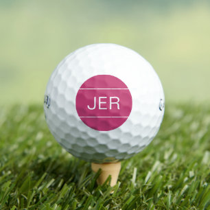 Golfer Modern Custom Monogram Initials Cool Pink Golf Balls