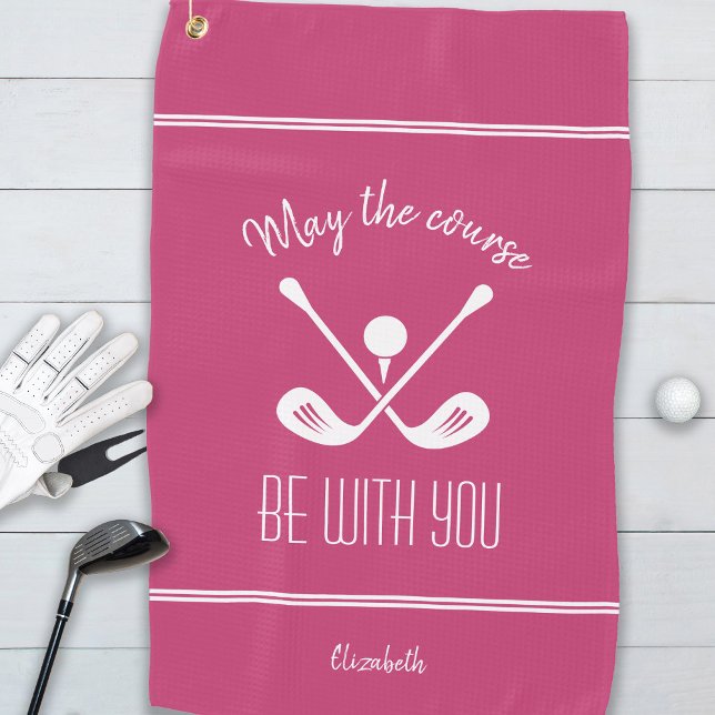 Golfer Modern Sports Pro Monogram Name Girly Pink Golf Towel (Golfer Modern Sports Pro Monogram Name Girly Pink Golf Towel)