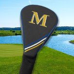 Golfer Modern Sporty Personalized Monogram Golf Head Cover<br><div class="desc">Introducing the perfect accessory for any golfer or golf lover - our faux leather golf head cover! With its classic yet stylish design, this head cover is sure to make a statement on the course. Featuring blue, white, and gold stripes, it is the perfect blend of preppy and sporty. But...</div>