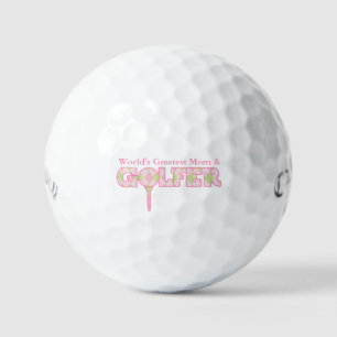 Golfer mom pink green plaid gift golf balls