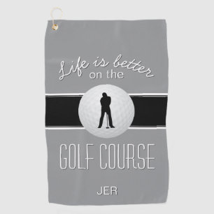 Golfer Monogram Golf Sports Quote Grey Cute Towel
