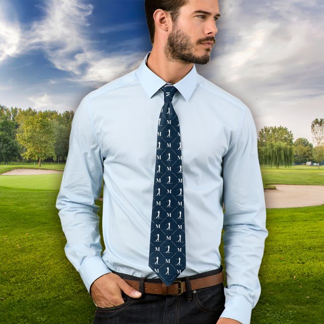 Golfer Monogram Initial Designer Pattern Tie (Creator Uploaded)