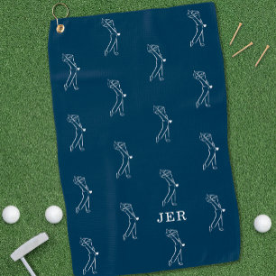 Golfer Monogrammed Pro Sports Equipment Blue Golf Towel