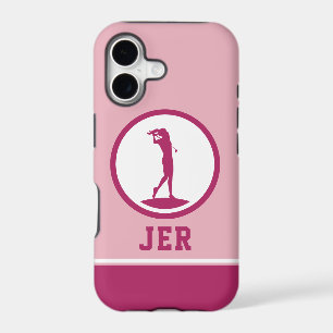 Golfer Monogrammed Silhouette rose Chic pour son i