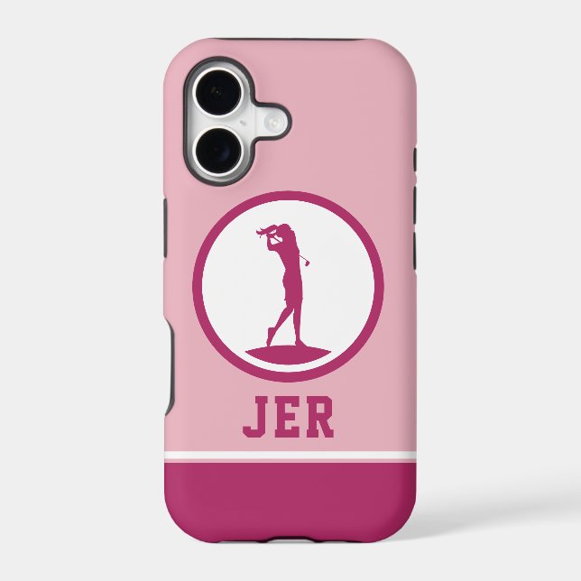 Golfer Monogrammed Silhouette rose Chic pour son i (Verso)