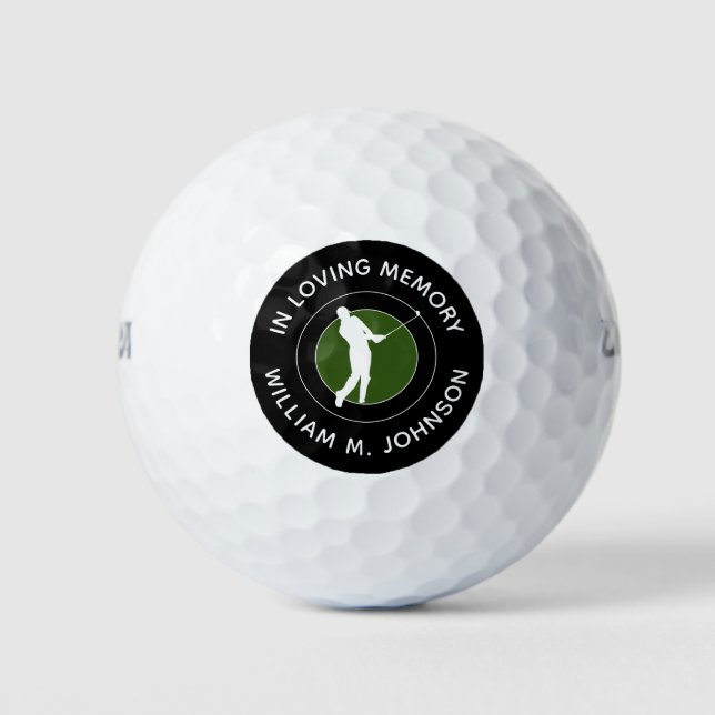 Golfer Name Remembrance Memorial In Loving Memory Golf Balls (Front)