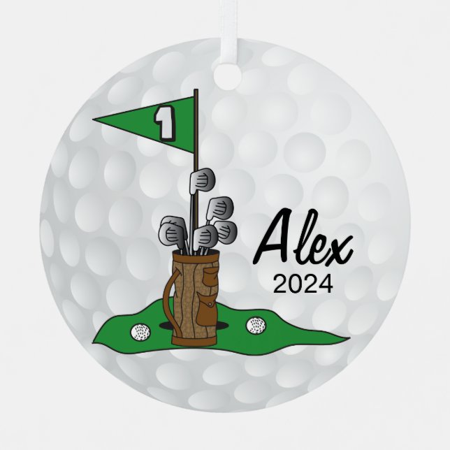 Golfer 🏌️‍♀️ on the Green | Golf Metal Ornament (Front)