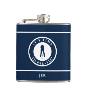 Golfer Par-Tee Funny Golf Monogram Humor For Him Hip Flask