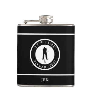 Golfer Par-Tee Funny Golf Monogram Humor For Him Hip Flask