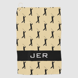 Golfer Pattern Customized Monogrammed Yellow Black Golf Towel