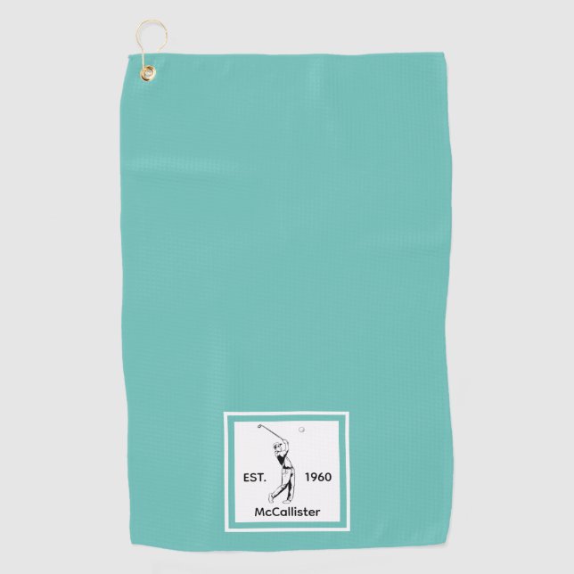 Golfer Personalized name and year Golf Towel (Front)