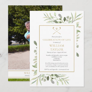 Golfer Photo Celebration of Life Funeral Invitation