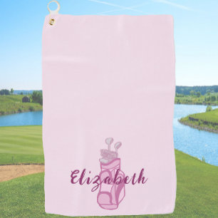 Golfer Pink Golf Bag Preppy Personalized Ladies  Towel