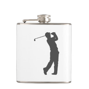 Golfer player silhouette hip flask