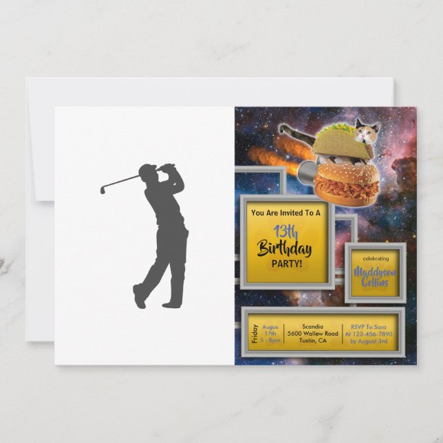 Golfer  player  silhouette invitation (Front)
