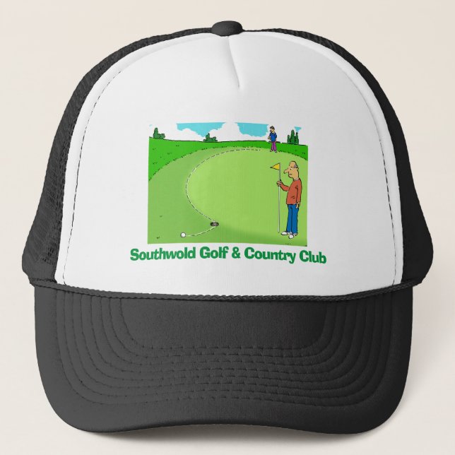 Golfer Plays Golf & Misses a Putt. Trucker Hat (Front)