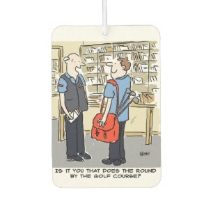 Golfer Postman Loves Golf Cartoon Air Freshener