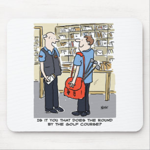 Golfer Postman Loves Golf Cartoon Mouse Pad