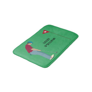Golfer Putting Ball Themed Green  Bath Mat