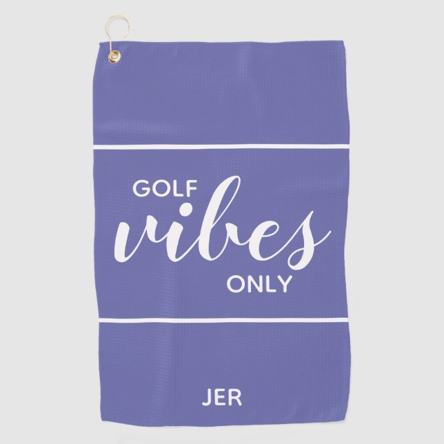 Golfer Quote Golf Vibes Only Blue Towel (Front)
