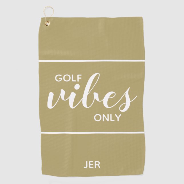 Golfer Quote Golf Vibes Only Personalized | Gold Towel (Front)