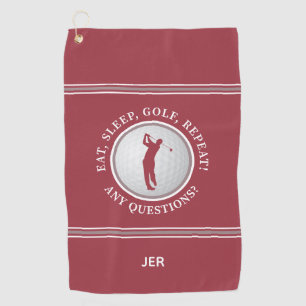 Golfer Quote Male Sports Pro Golf Ball Crimson Red Towel