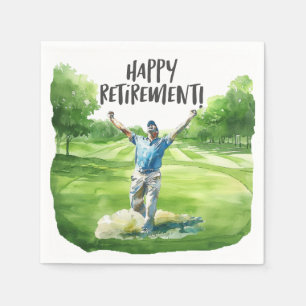 Golfer retirement on fairway in golf course  napkin