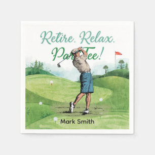 Golfer retirement par tee party golfing on course napkin
