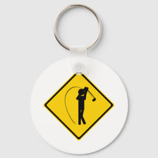 Golfer Road Sign Keychain
