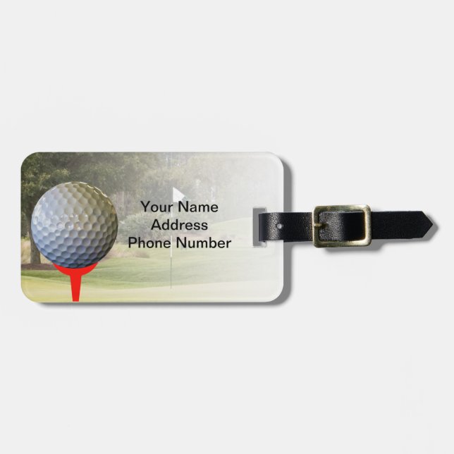 Golfer’s Luggage Tag, Customizable Tag (Front Horizontal)