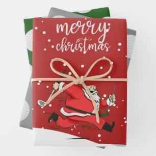Golfer Santa Claus  golf   Merry Christmas  Wrapping Paper Sheet
