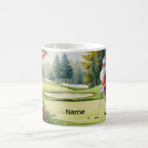 Golfer Santa Claus golfing at course Christmas  Coffee Mug
