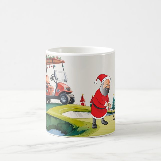 Golfer Santa Claus golfing at course Christmas  Coffee Mug (Center)