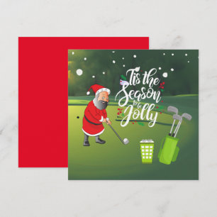 Golfer Santa Claus golfing ball snowing Christmas