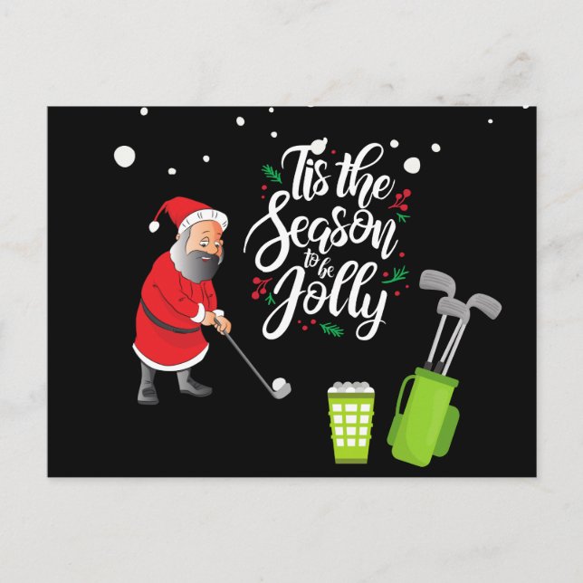 Golfer Santa Claus golfing ball snowing Christmas  Postcard (Front)