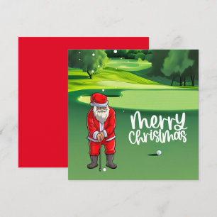Golfer Santa Claus golfing on green on Christmas